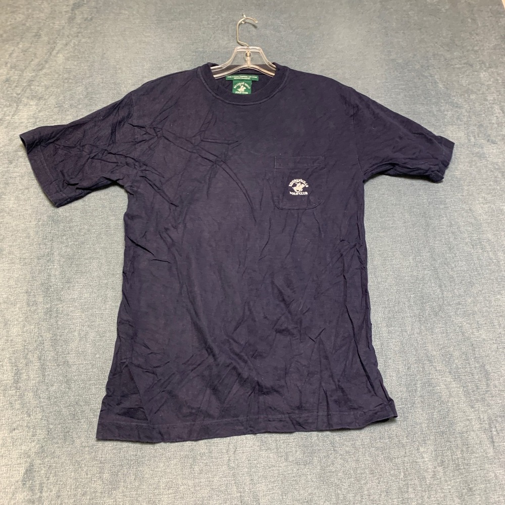 Beverly Hills Polo Club T Shirt Boys L 14/16 Navy Blue Cotton Chest Pocket Logo